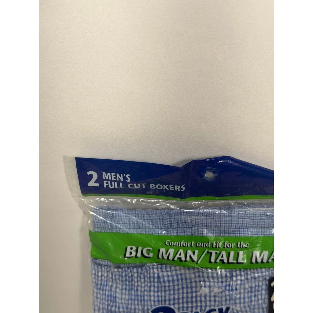 Fruit of the Loom Mens Boxers 2 Pack 2XL 46-48‎ Blue Gingham Full Cut Big & Tall